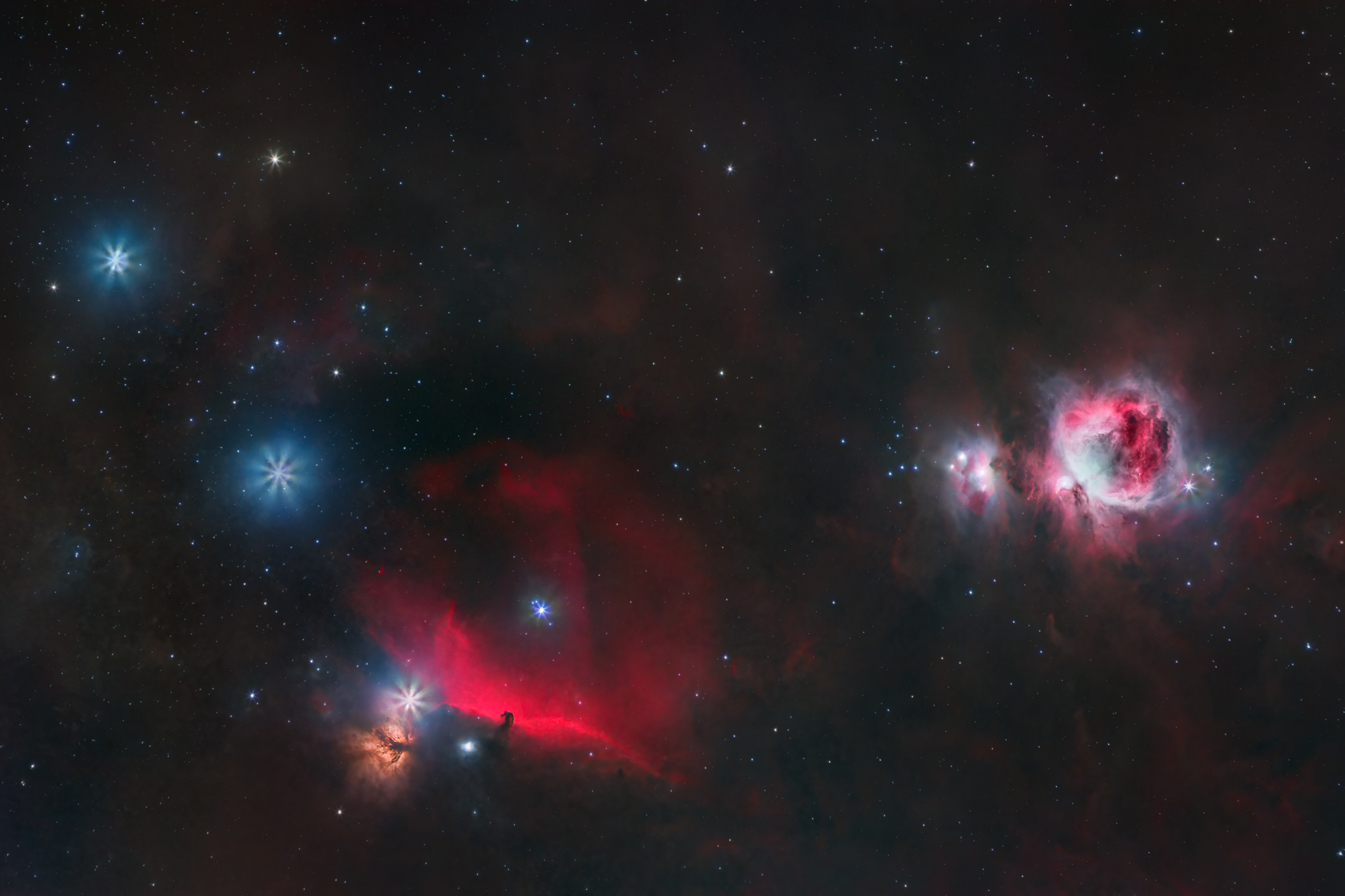 M 42, IC 434, Sh2-279 - Orion belt and companions